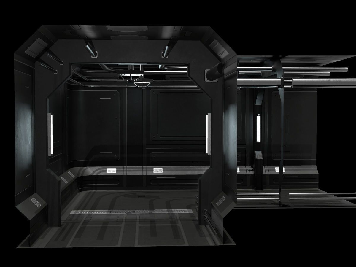 Low-Poly Sci-Fi Modular Corridor Low-poly 3D model_13