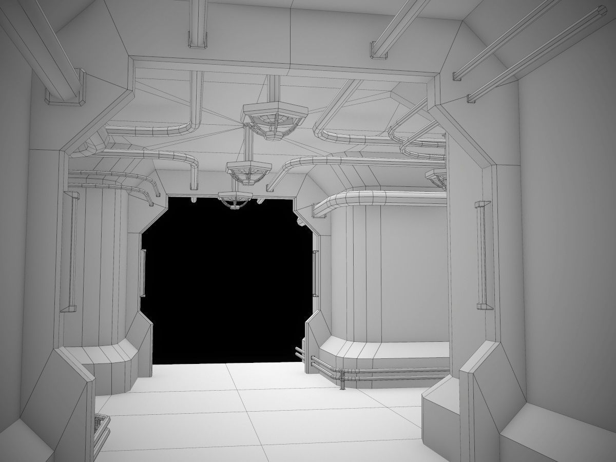 Low-Poly Sci-Fi Modular Corridor Low-poly 3D model_66