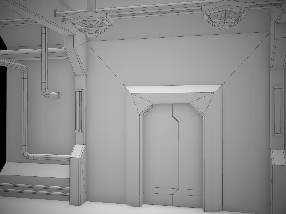 Low-Poly Sci-Fi Modular Corridor Low-poly 3D model_82
