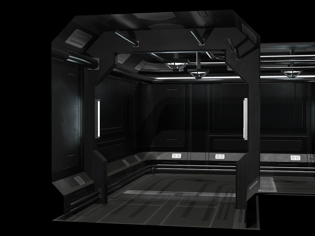 Low-Poly Sci-Fi Modular Corridor Low-poly 3D model_12