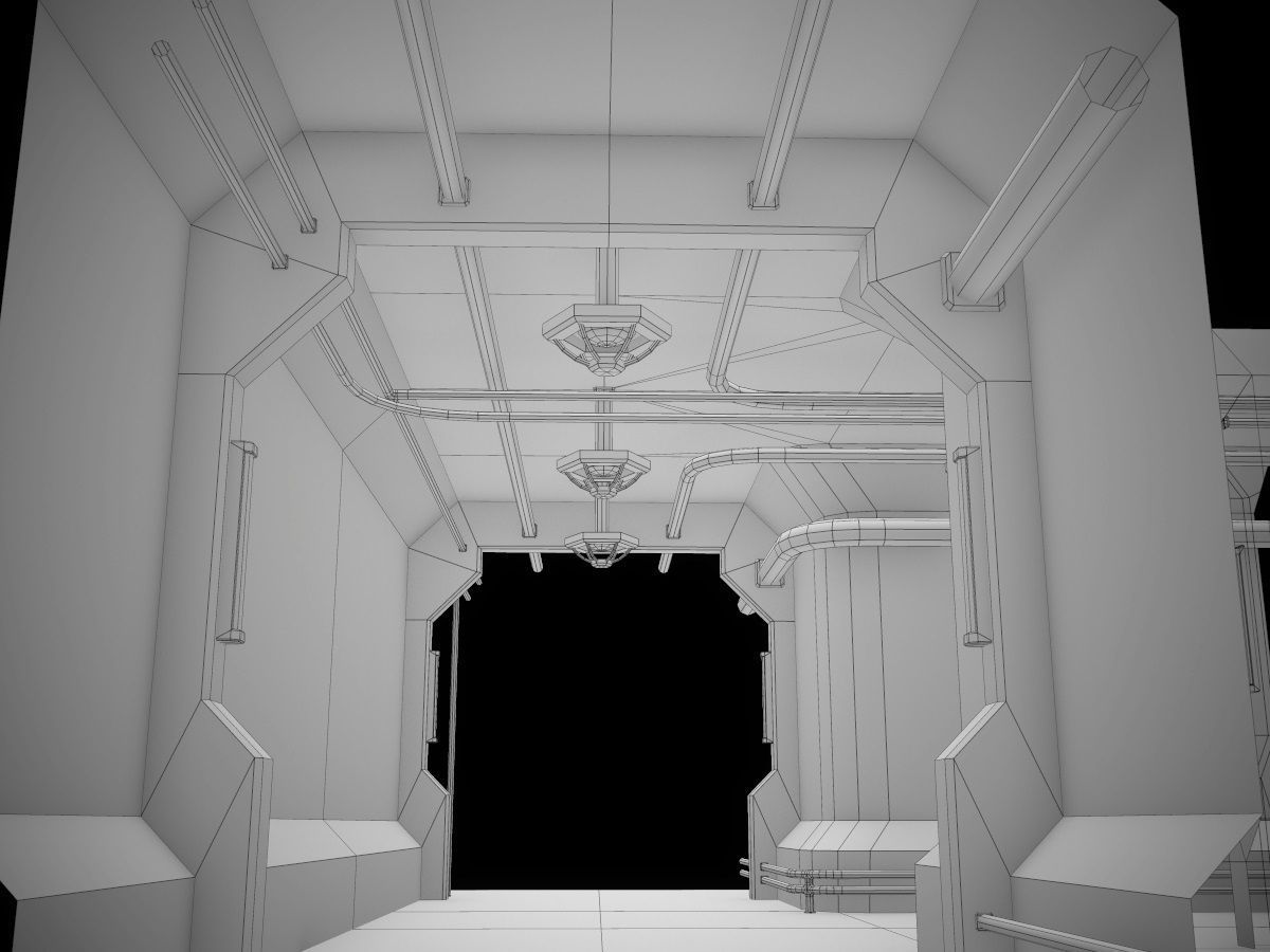 Low-Poly Sci-Fi Modular Corridor Low-poly 3D model_65
