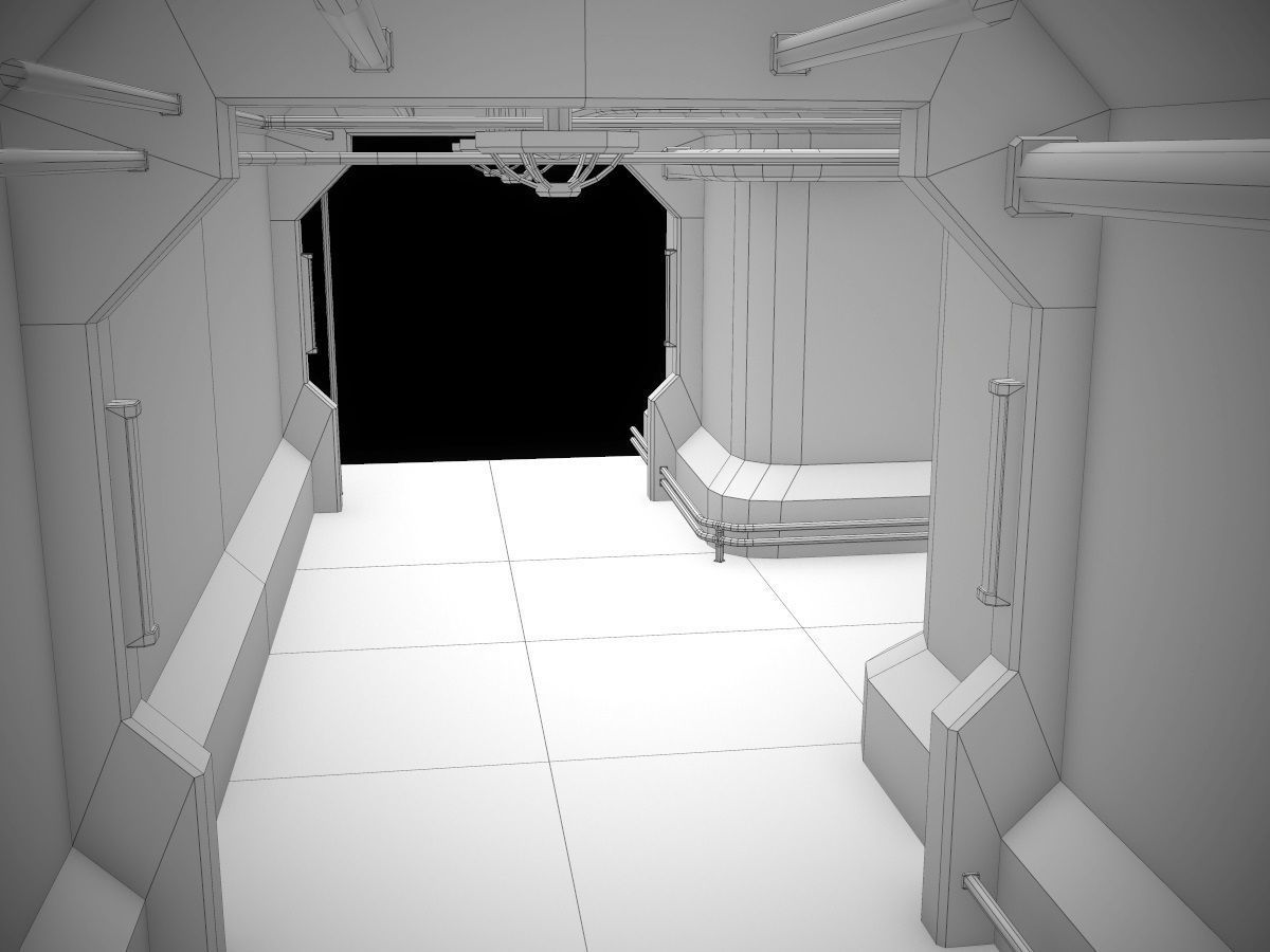 Low-Poly Sci-Fi Modular Corridor Low-poly 3D model_80