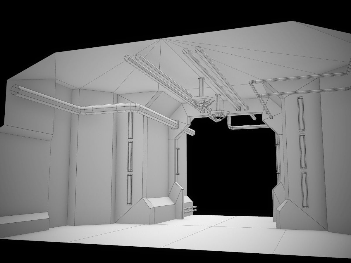 Low-Poly Sci-Fi Modular Corridor Low-poly 3D model_81
