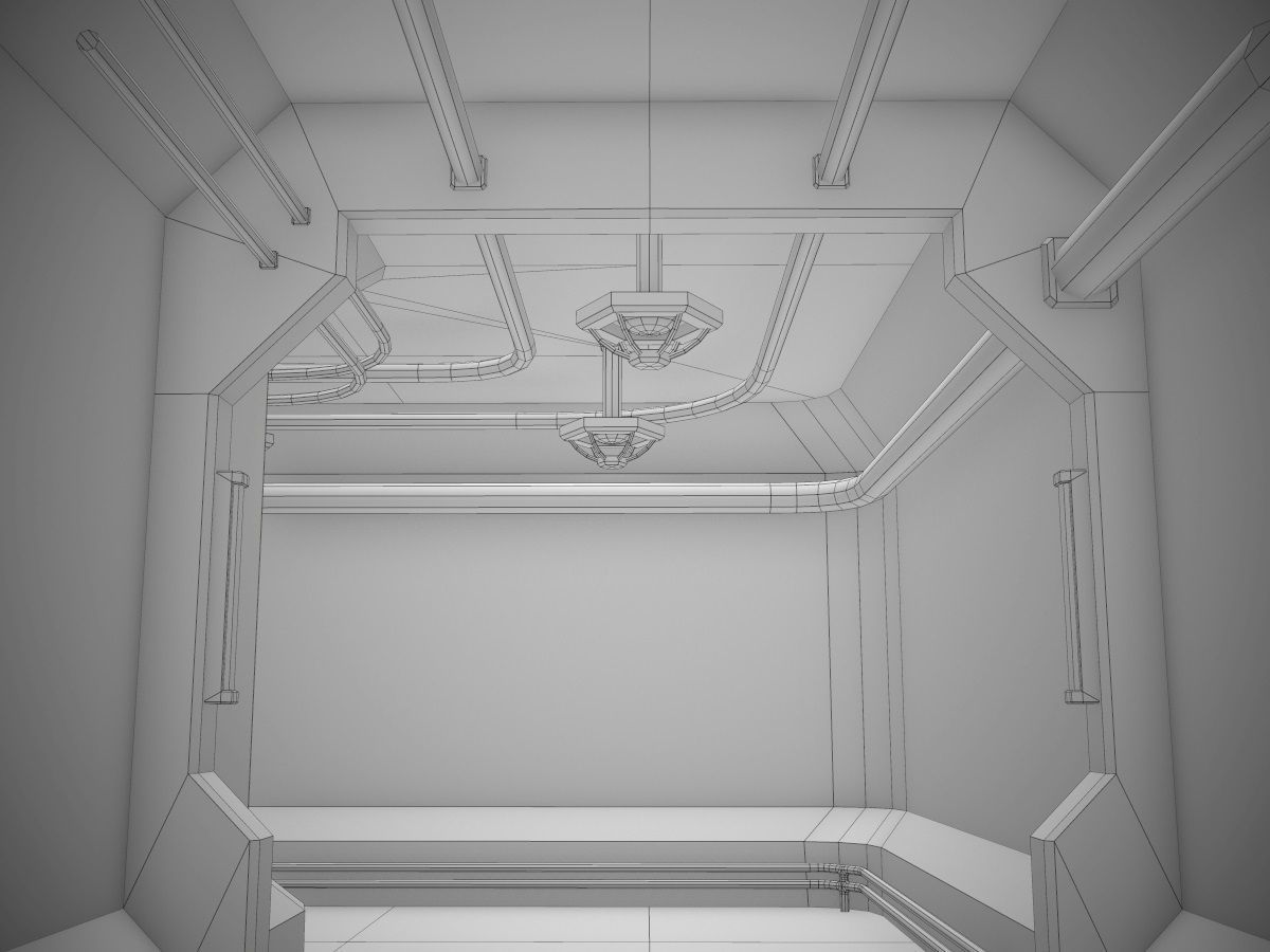 Low-Poly Sci-Fi Modular Corridor Low-poly 3D model_62