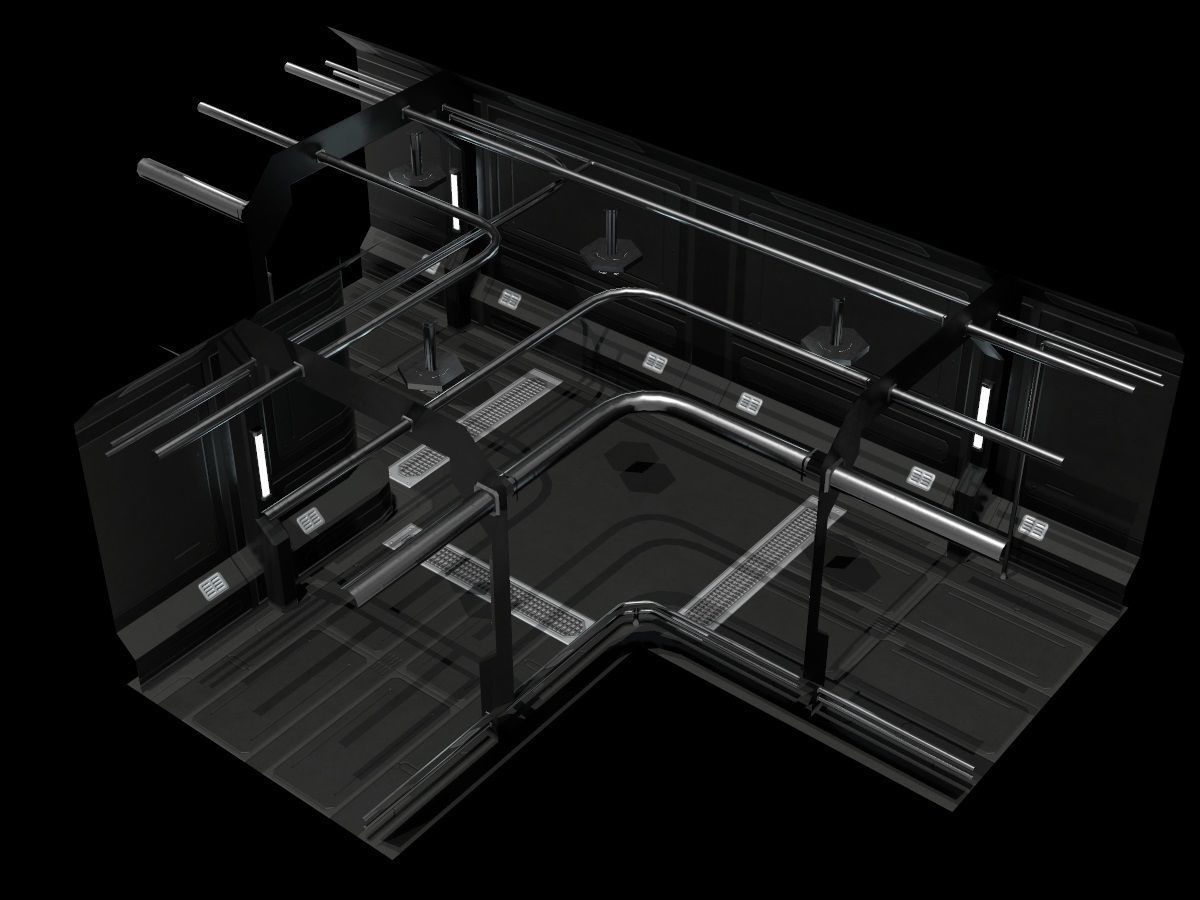 Low-Poly Sci-Fi Modular Corridor Low-poly 3D model_15
