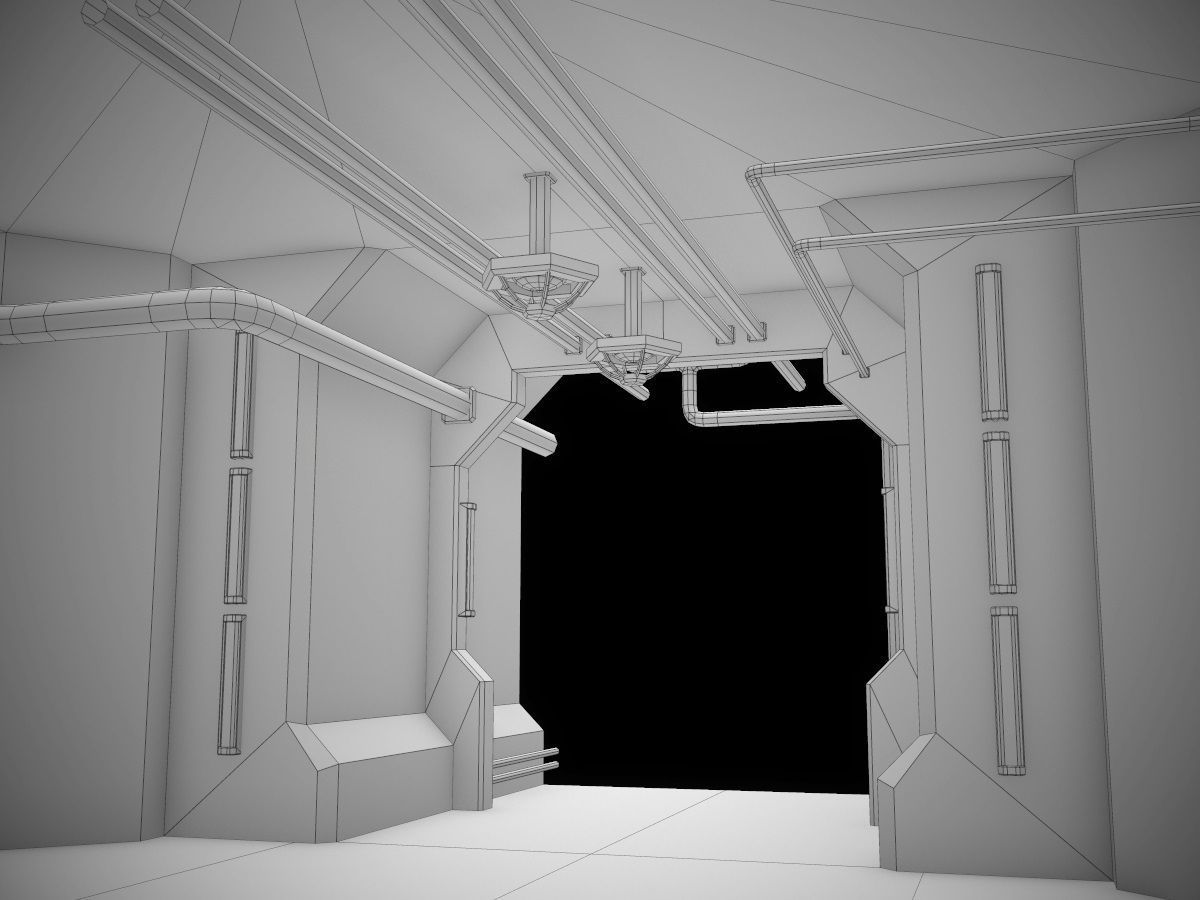 Low-Poly Sci-Fi Modular Corridor Low-poly 3D model_77