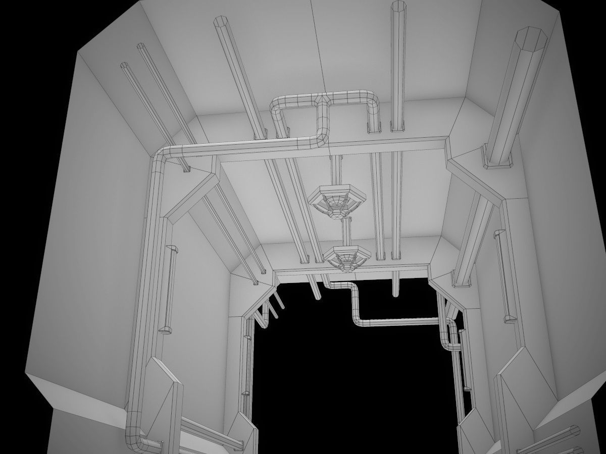 Low-Poly Sci-Fi Modular Corridor Low-poly 3D model_70