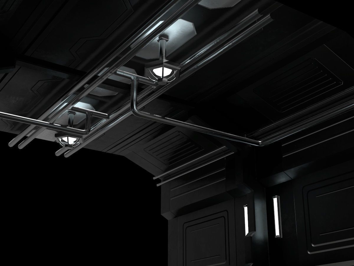 Low-Poly Sci-Fi Modular Corridor Low-poly 3D model_32