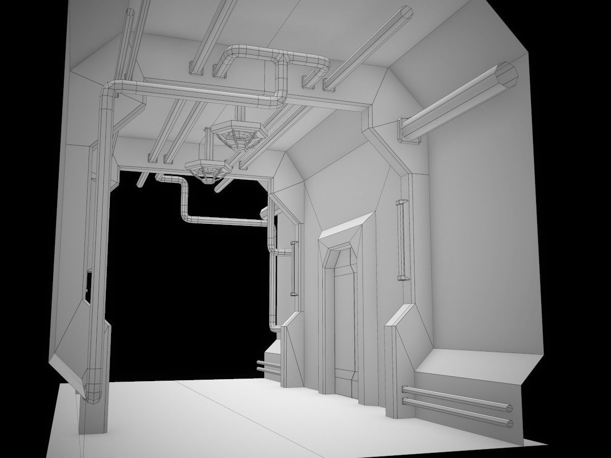 Low-Poly Sci-Fi Modular Corridor Low-poly 3D model_78