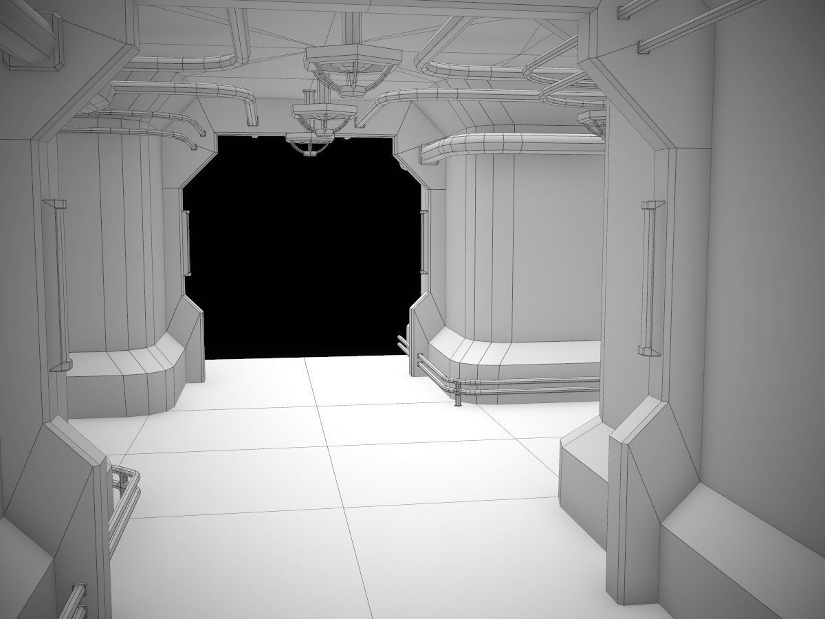 Low-Poly Sci-Fi Modular Corridor Low-poly 3D model_71