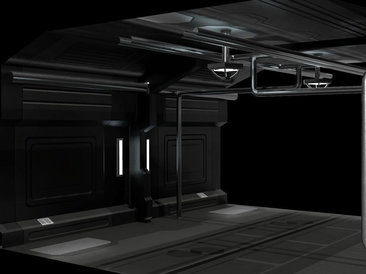Low-Poly Sci-Fi Modular Corridor Low-poly 3D model_30
