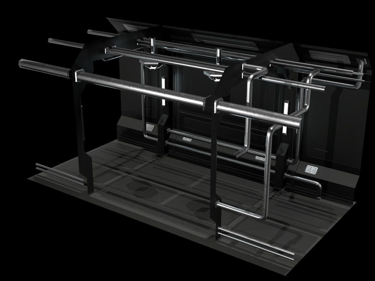 Low-Poly Sci-Fi Modular Corridor Low-poly 3D model_33