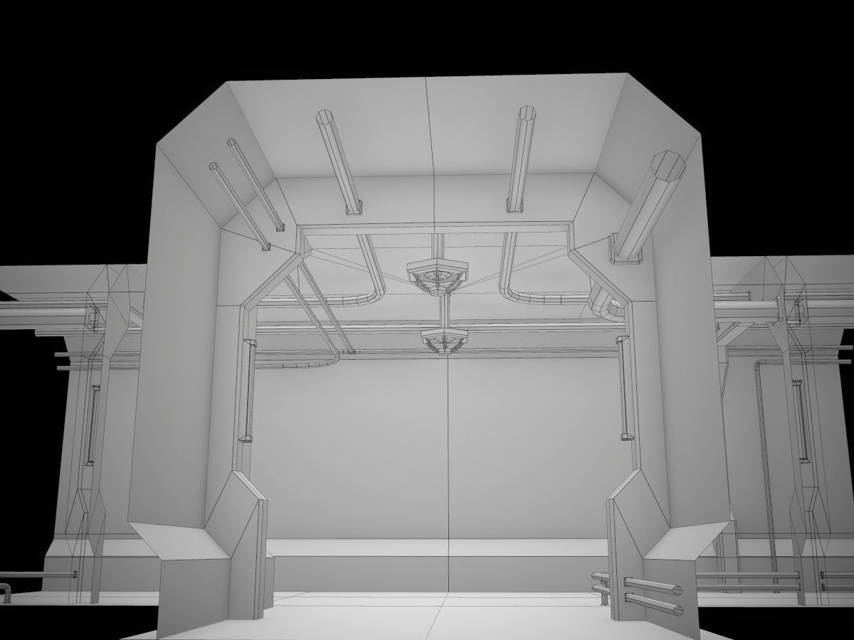 Low-Poly Sci-Fi Modular Corridor Low-poly 3D model_64