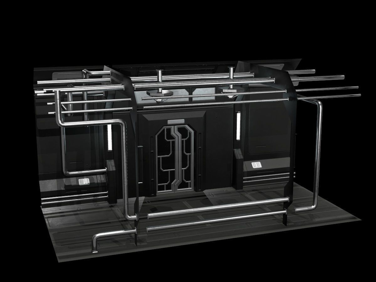 Low-Poly Sci-Fi Modular Corridor Low-poly 3D model_44