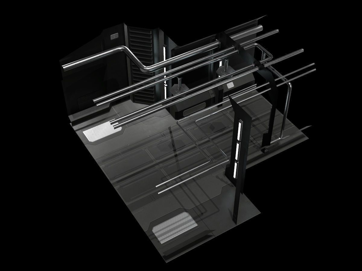 Low-Poly Sci-Fi Modular Corridor Low-poly 3D model_38