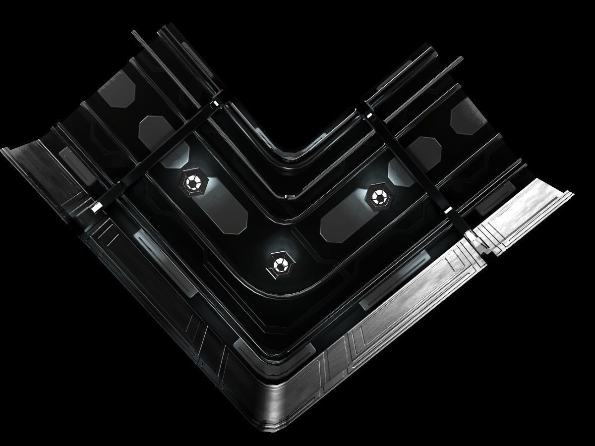 Low-Poly Sci-Fi Modular Corridor Low-poly 3D model_19