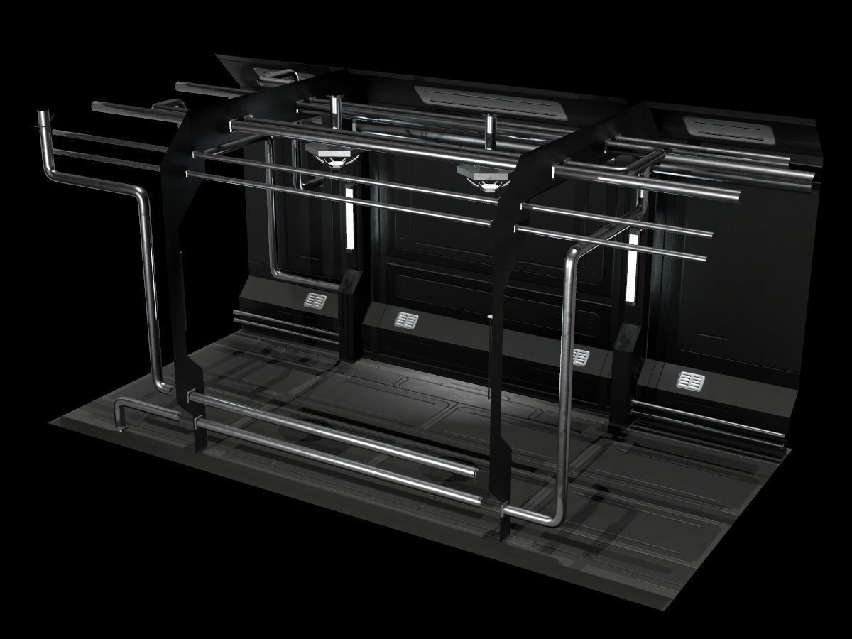 Low-Poly Sci-Fi Modular Corridor Low-poly 3D model_40