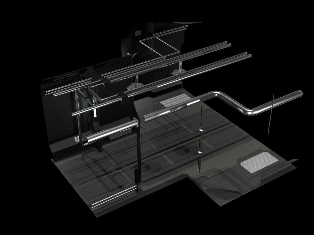 Low-Poly Sci-Fi Modular Corridor Low-poly 3D model_39