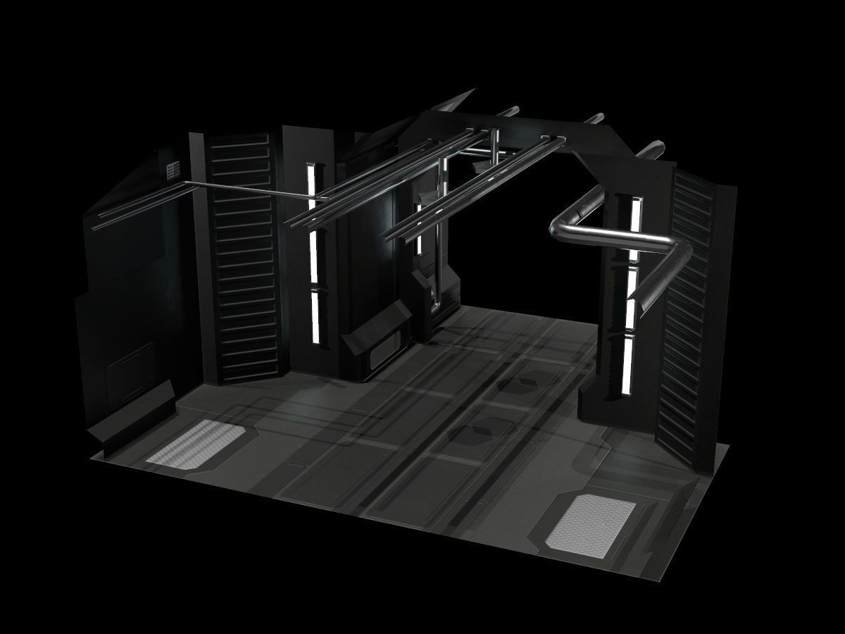 Low-Poly Sci-Fi Modular Corridor Low-poly 3D model_43
