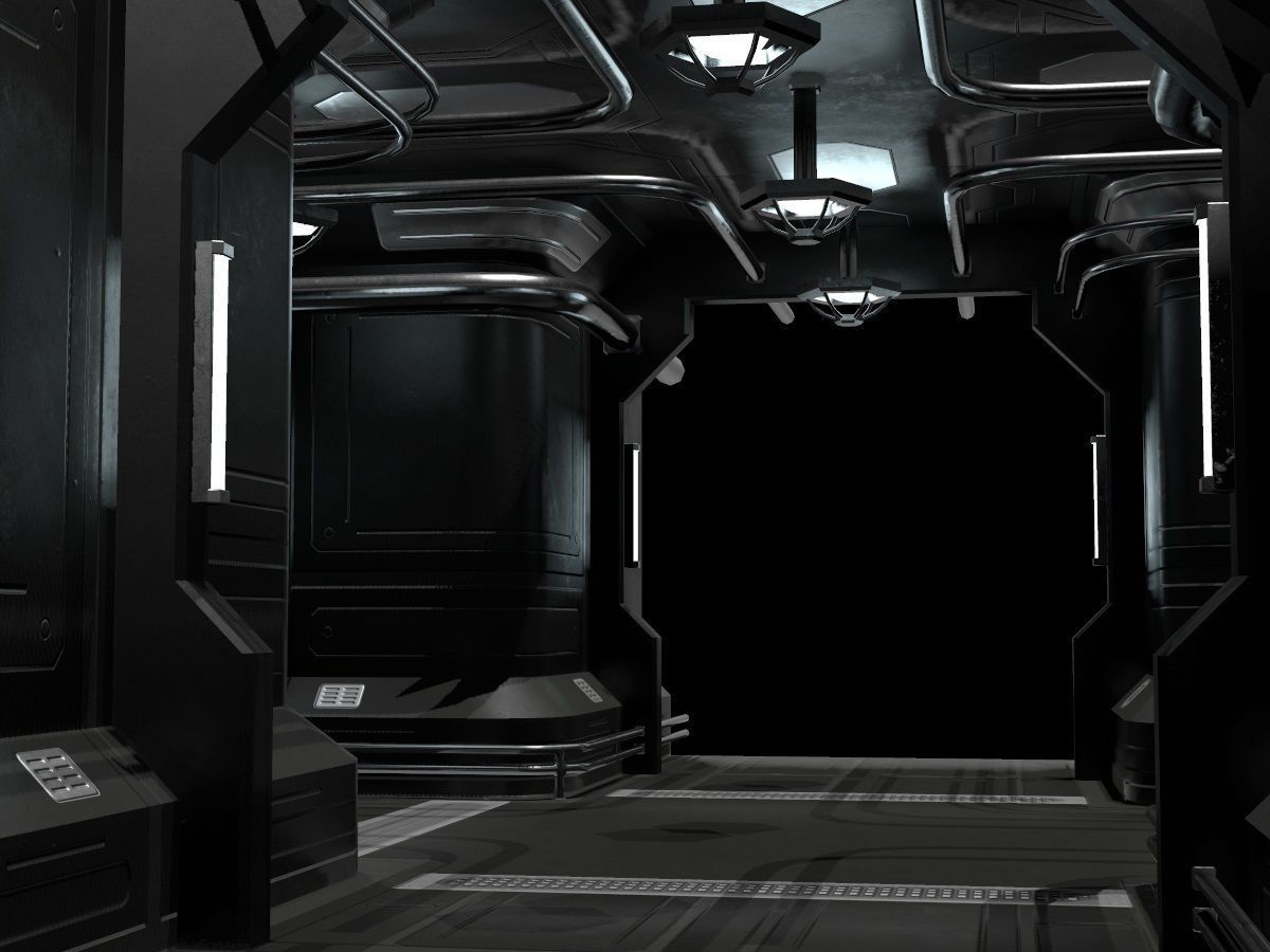 Low-Poly Sci-Fi Modular Corridor Low-poly 3D model_26