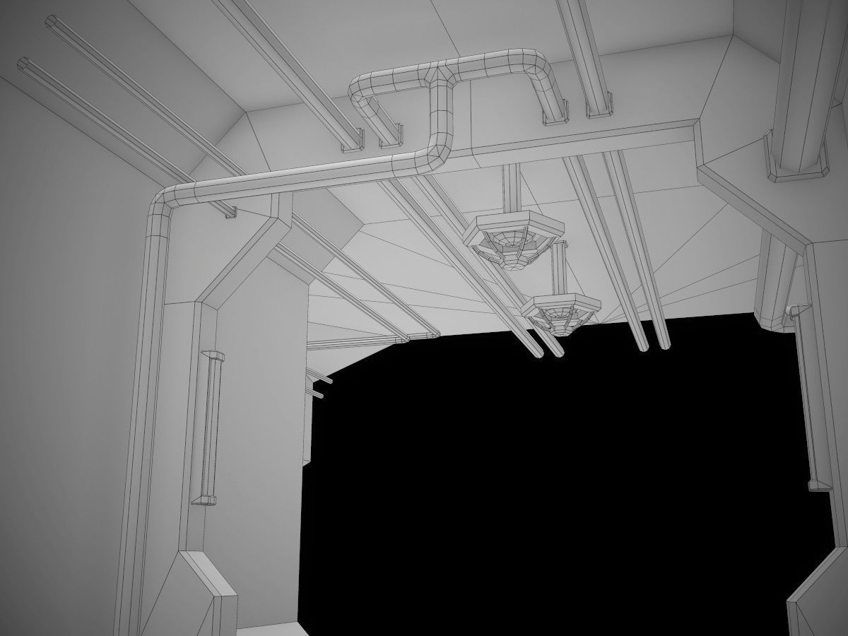 Low-Poly Sci-Fi Modular Corridor Low-poly 3D model_75