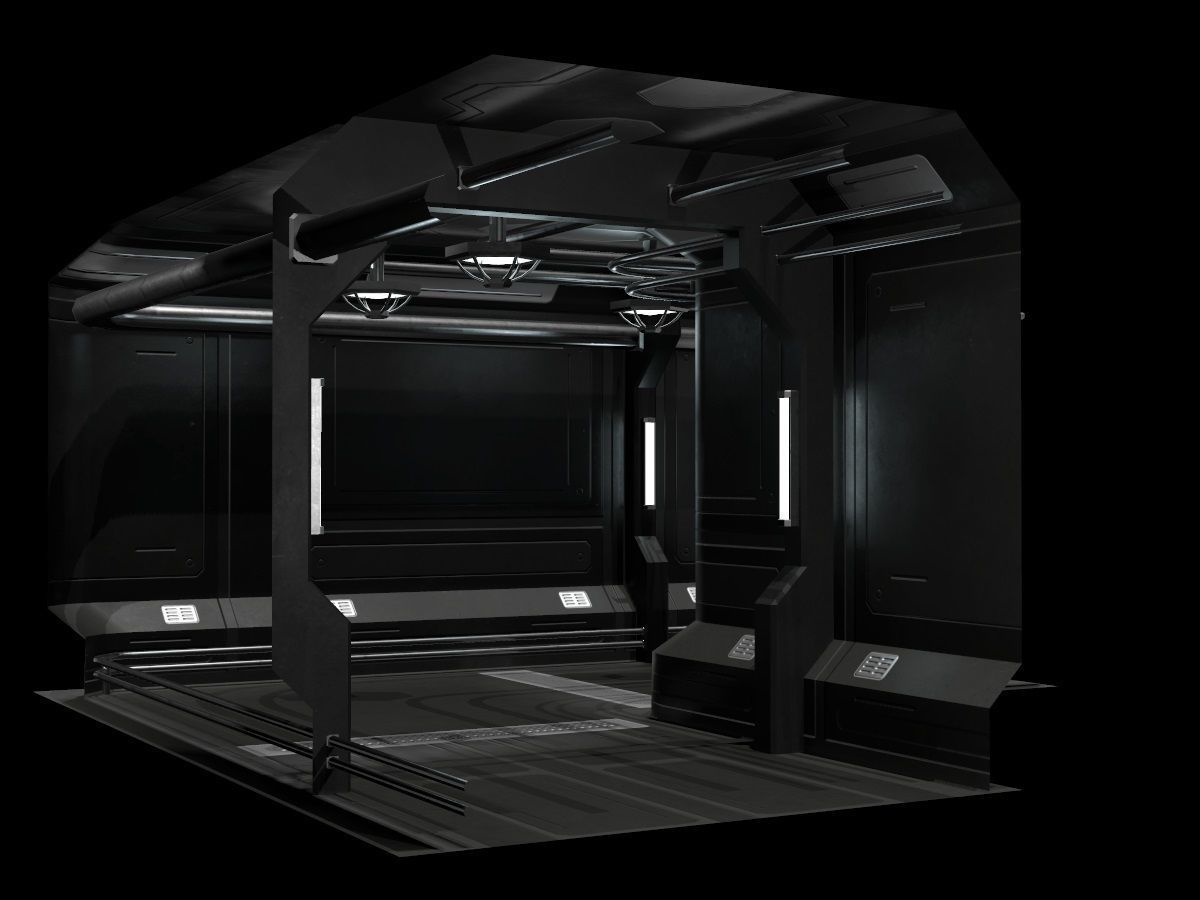 Low-Poly Sci-Fi Modular Corridor Low-poly 3D model_8