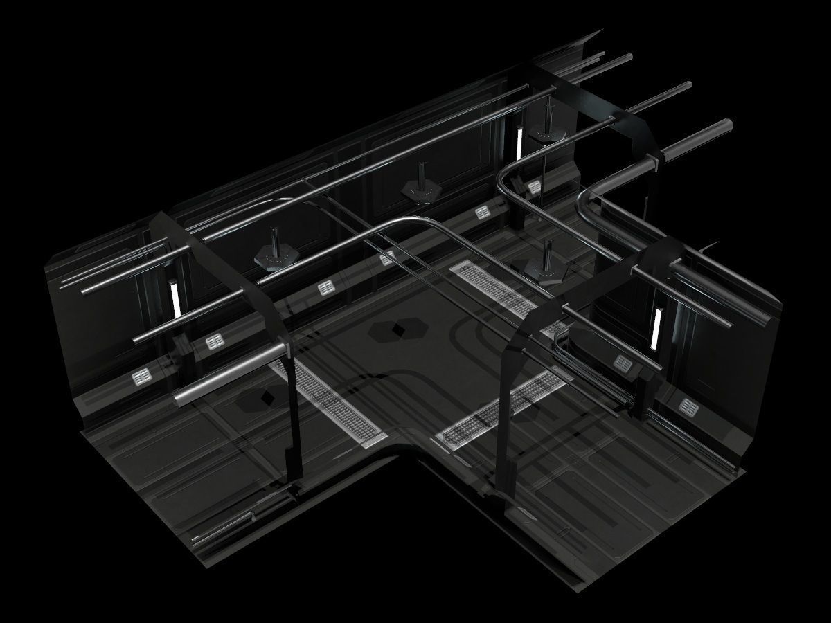 Low-Poly Sci-Fi Modular Corridor Low-poly 3D model_17