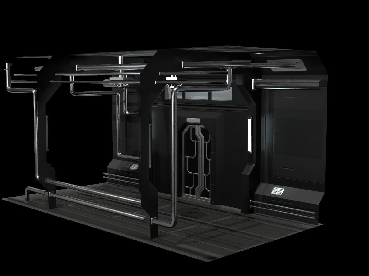 Low-Poly Sci-Fi Modular Corridor Low-poly 3D model_47