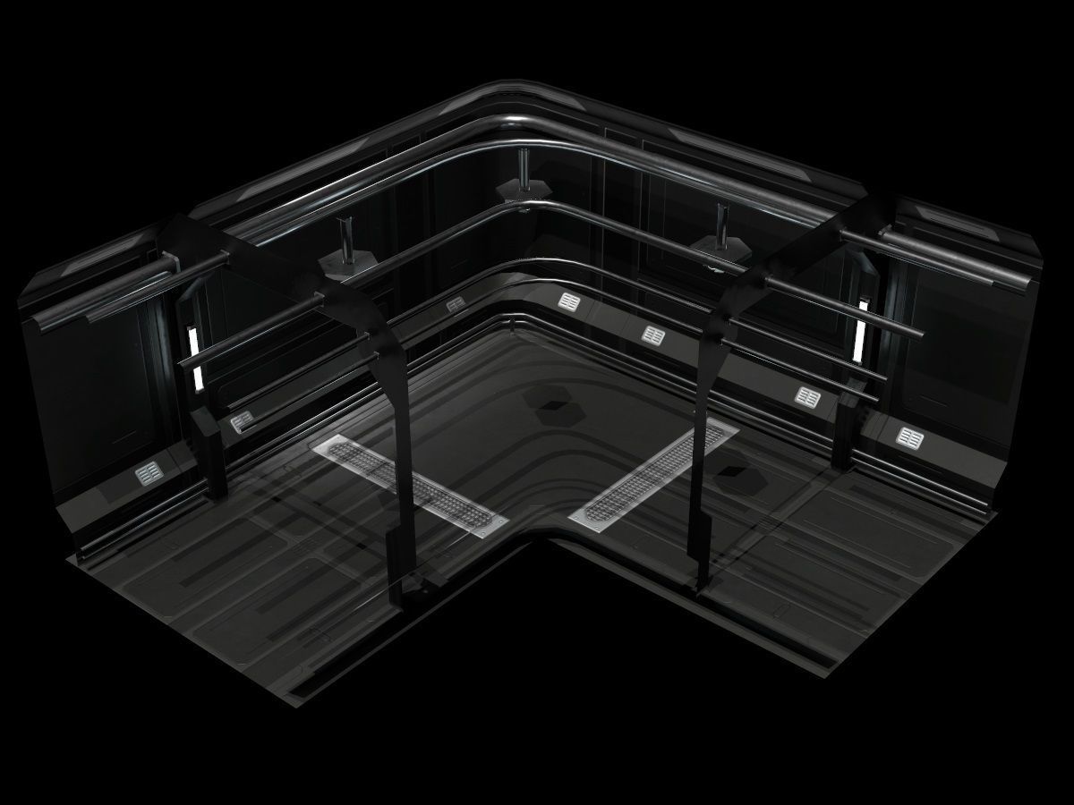 Low-Poly Sci-Fi Modular Corridor Low-poly 3D model_7