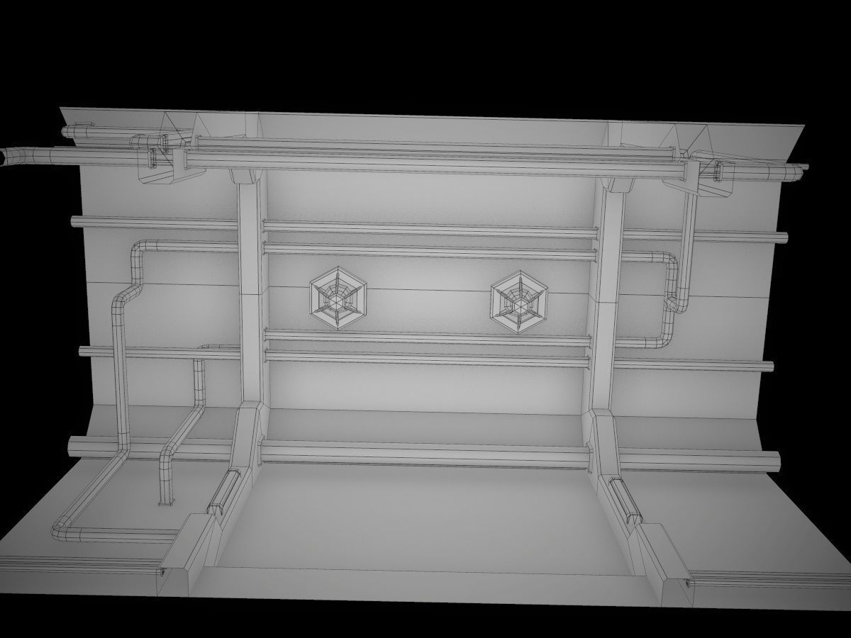 Low-Poly Sci-Fi Modular Corridor Low-poly 3D model_73
