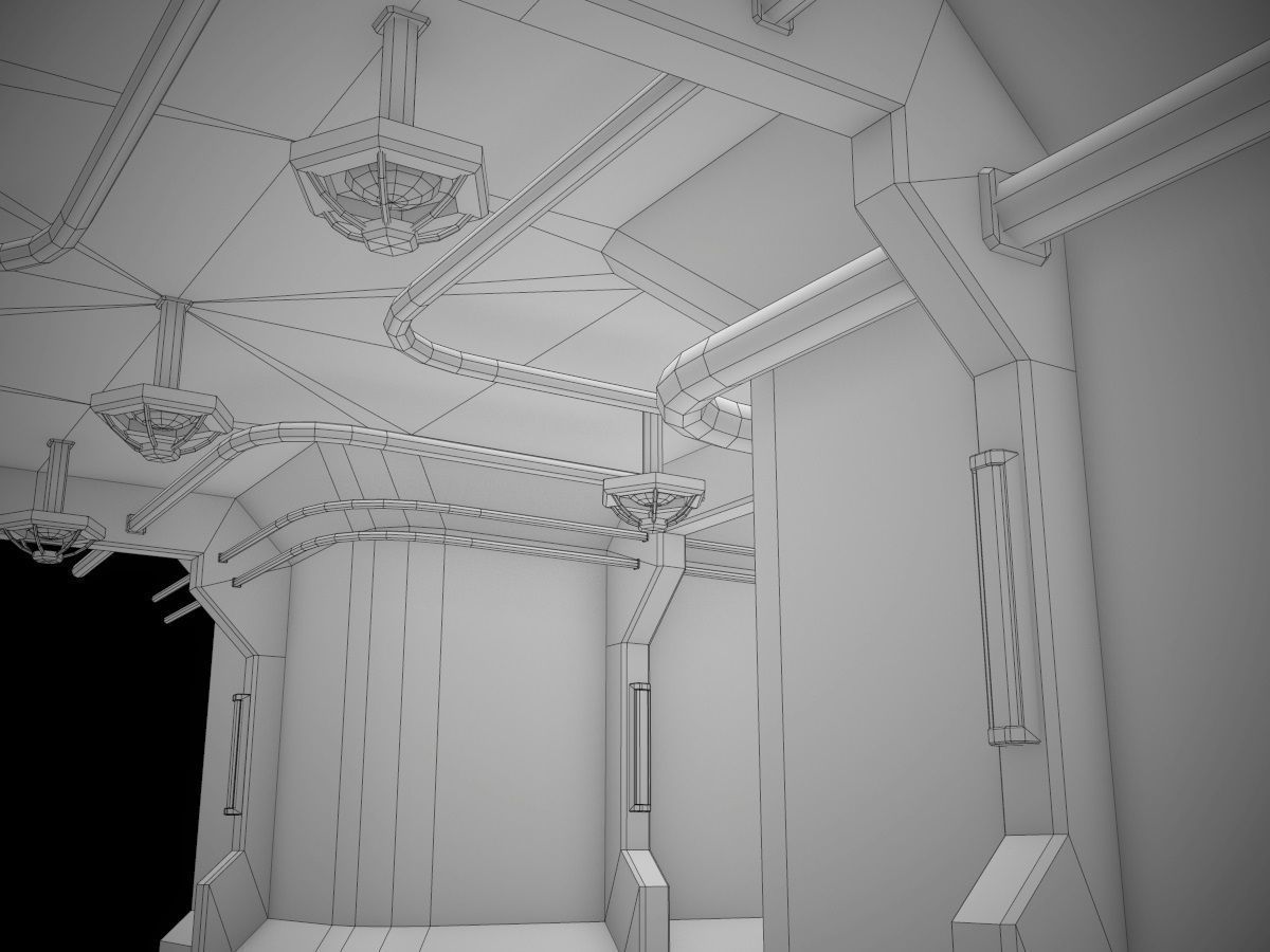 Low-Poly Sci-Fi Modular Corridor Low-poly 3D model_68