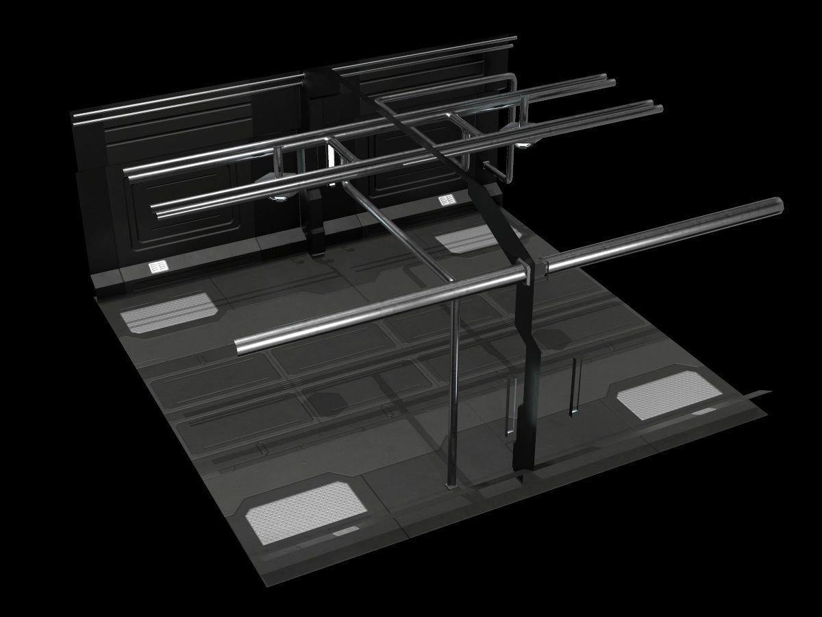 Low-Poly Sci-Fi Modular Corridor Low-poly 3D model_29