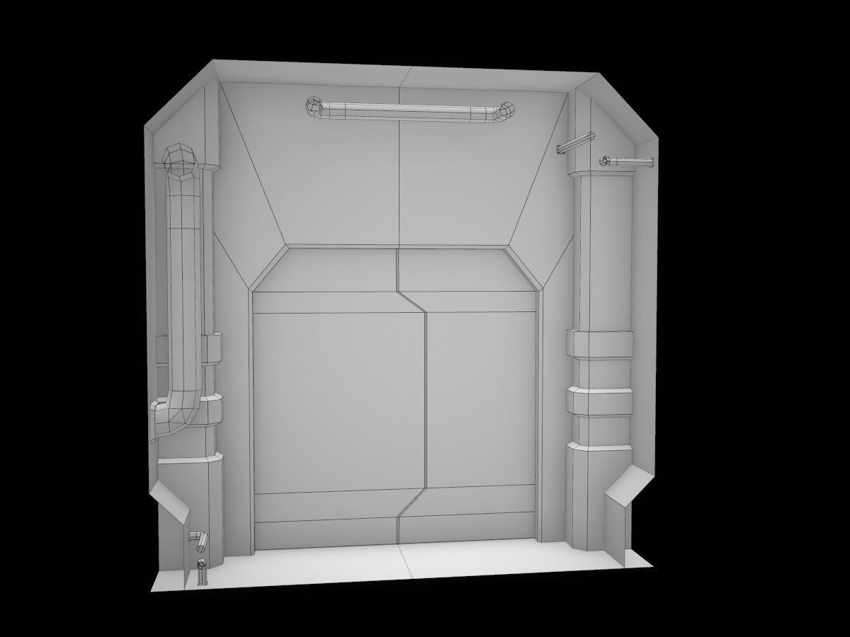 Low-Poly Sci-Fi Modular Corridor Low-poly 3D model_58
