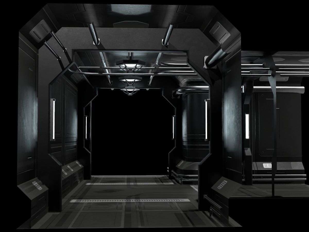 Low-Poly Sci-Fi Modular Corridor Low-poly 3D model_18