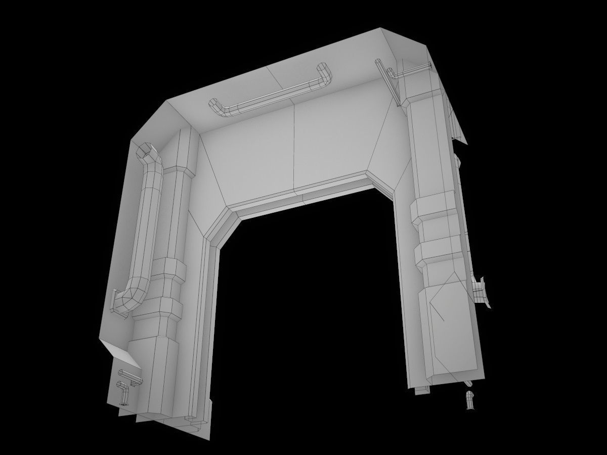 Low-Poly Sci-Fi Modular Corridor Low-poly 3D model_60