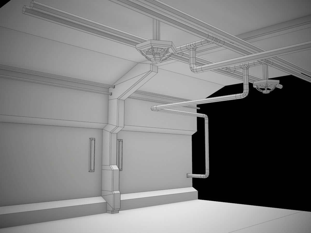 Low-Poly Sci-Fi Modular Corridor Low-poly 3D model_67