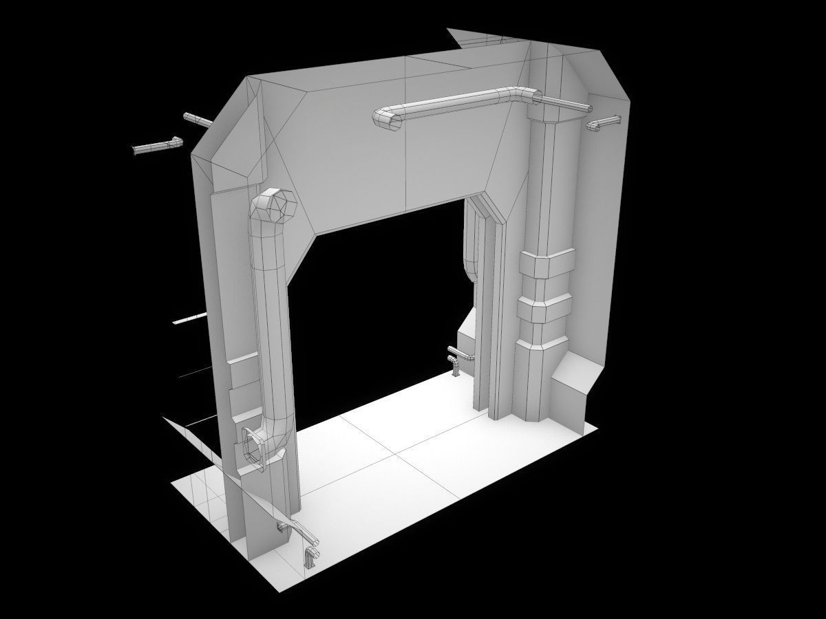 Low-Poly Sci-Fi Modular Corridor Low-poly 3D model_61
