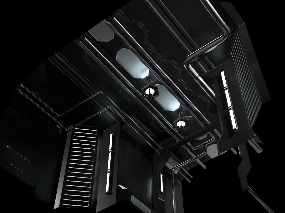 Low-Poly Sci-Fi Modular Corridor Low-poly 3D model_48