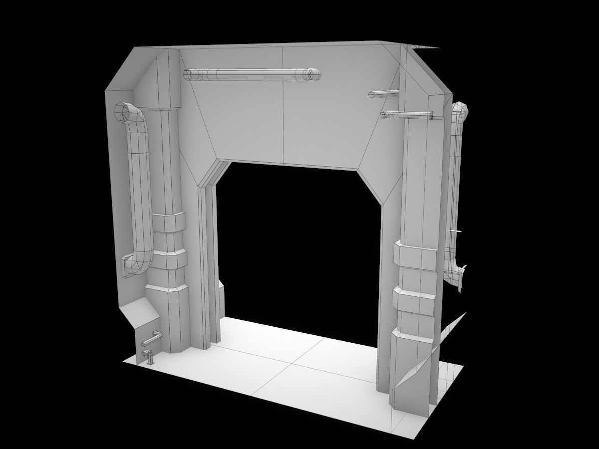 Low-Poly Sci-Fi Modular Corridor Low-poly 3D model_59
