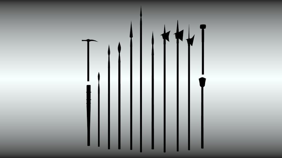 Big medieval weapon collection Low-poly 3D model_4