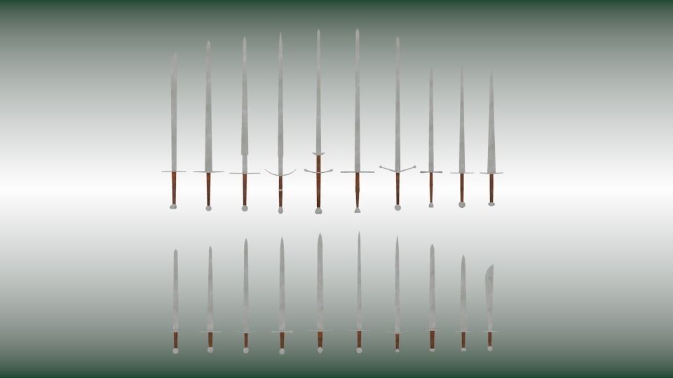 Big medieval weapon collection Low-poly 3D model_9