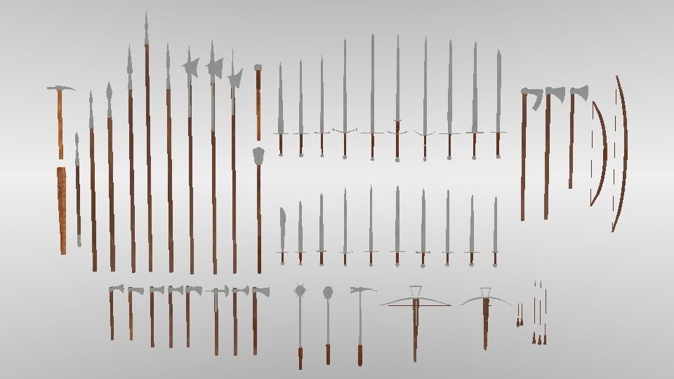 Big medieval weapon collection Low-poly 3D model_3