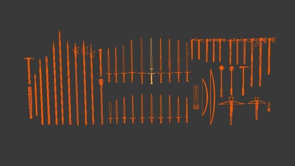 Big medieval weapon collection Low-poly 3D model_12