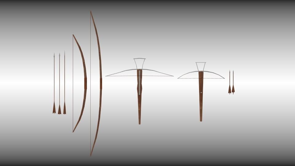 Big medieval weapon collection Low-poly 3D model_11