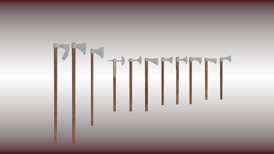 Big medieval weapon collection Low-poly 3D model_7