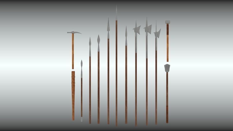 Big medieval weapon collection Low-poly 3D model_5