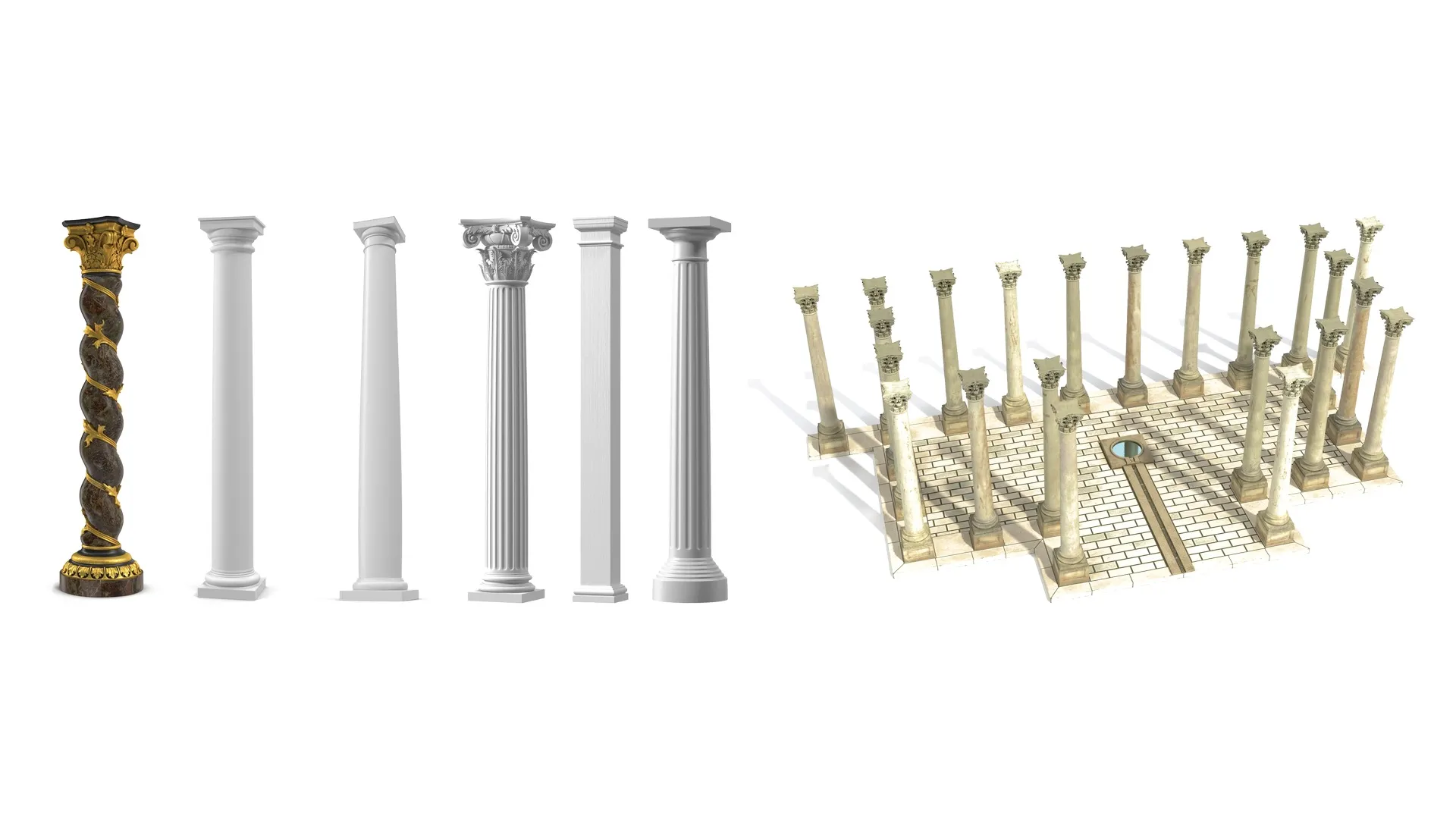 Classical Order Columns Collection 2 3D Model Pack | CGTrader