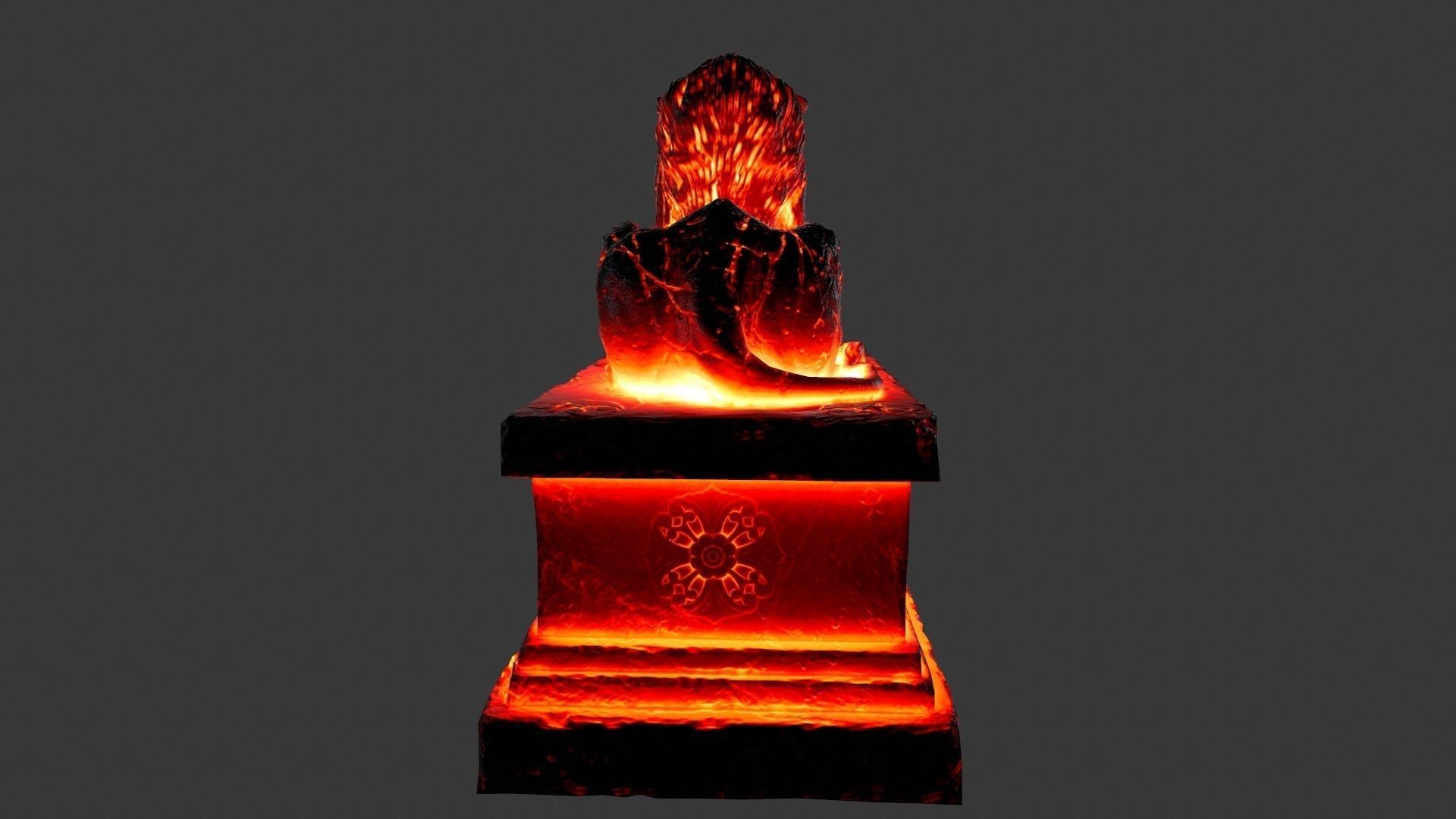  Lava Lion Statue Low-poly 3D model_3
