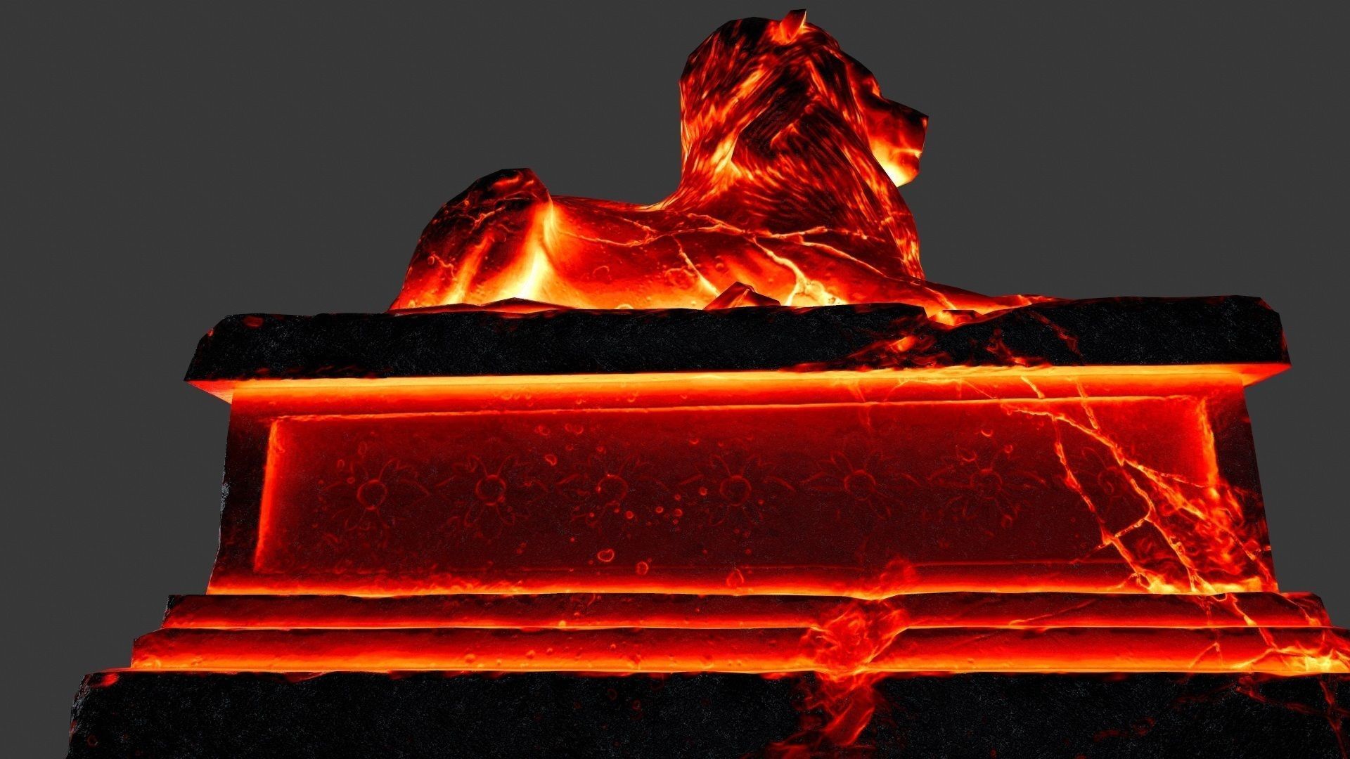  Lava Lion Statue Low-poly 3D model_11