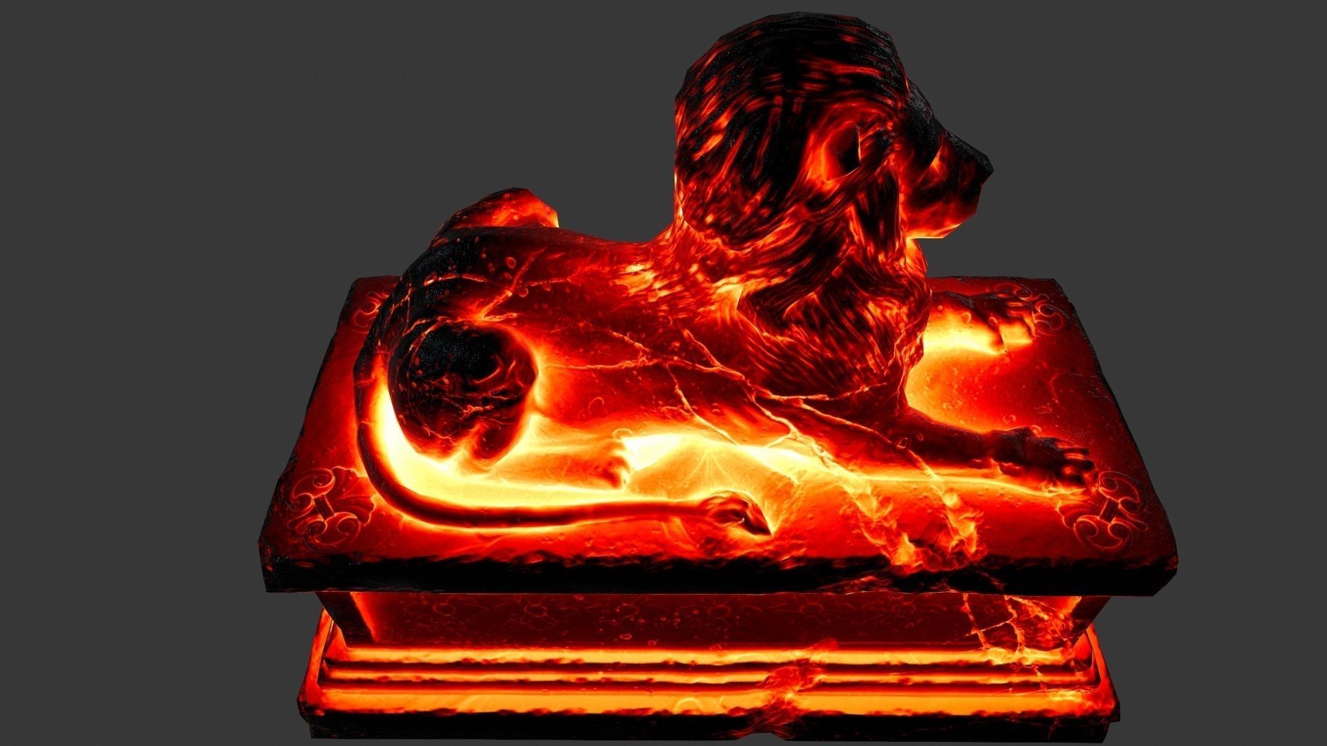  Lava Lion Statue Low-poly 3D model_8